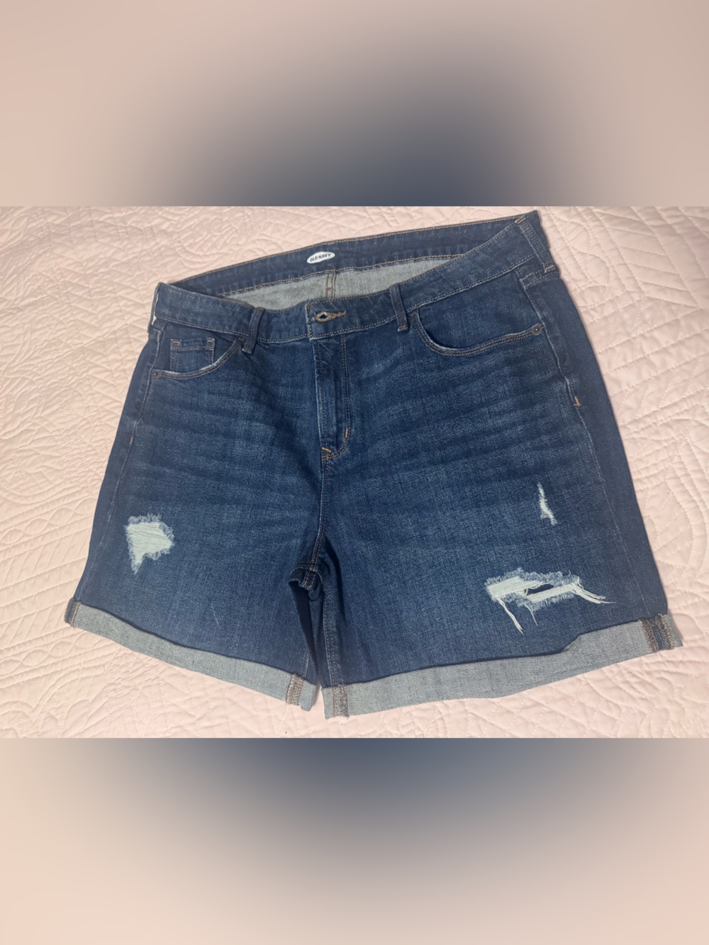 Old Navy Dark Blue Distressed Denim Shorts